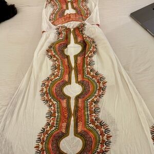 Cream Embellished Sleeveless Resort Maxi Sundress